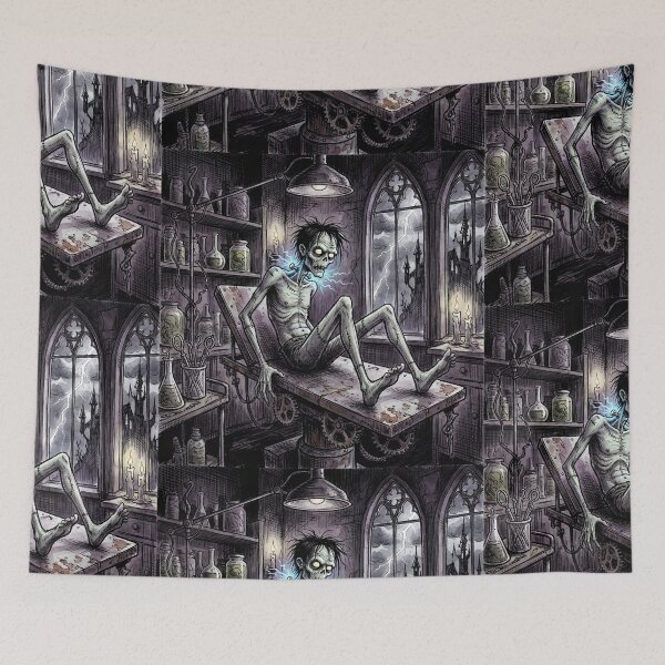 Item preview, Frankenstein's monster Awakens! illustration art designed and sold by Vintage Designs +.