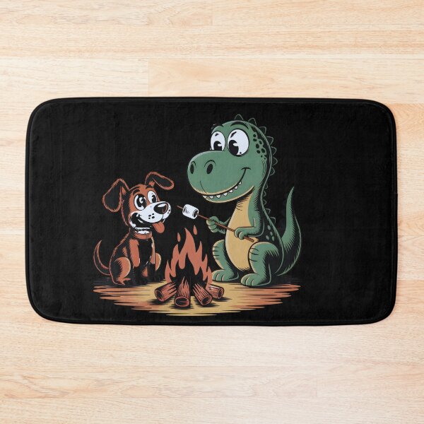 Item preview, Cute Dinosaur Roasting Marshmallows with Dog Funny Campfire Cartoon designed and sold by Nacerdigital.