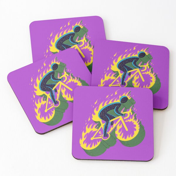 Item preview, Fiery Cycling Cartoon Poster – Dynamic Flame Art with 3D Extrusion Look designed and sold by TeeVibeHaus.