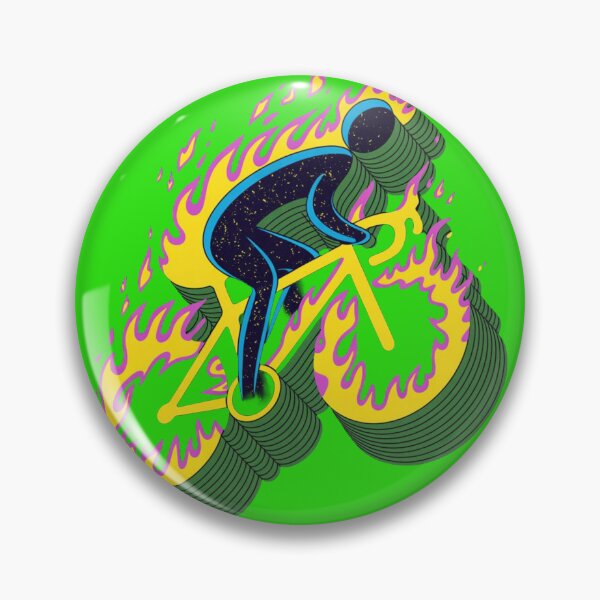 Item preview, Fiery Cycling Cartoon Poster – Dynamic Flame Art with 3D Extrusion Look designed and sold by TeeVibeHaus.