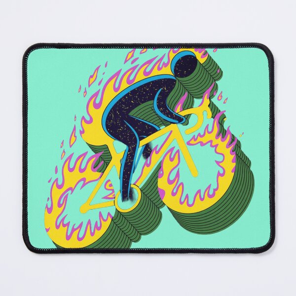 Item preview, Fiery Cycling Cartoon Poster – Dynamic Flame Art with 3D Extrusion Look designed and sold by TeeVibeHaus.