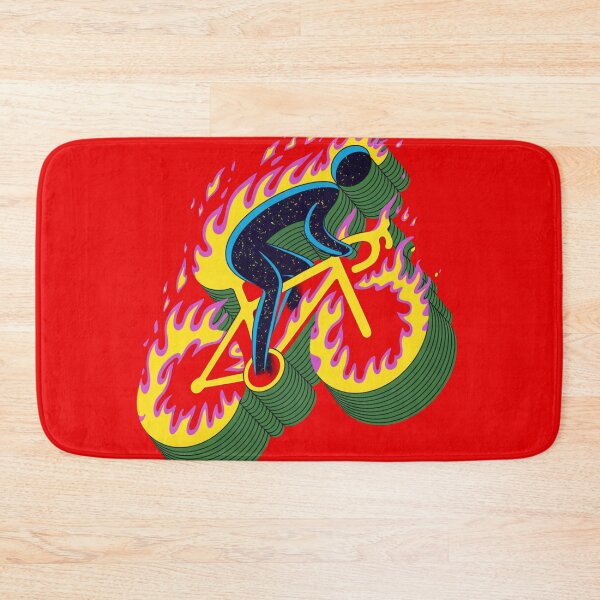 Item preview, Fiery Cycling Cartoon Poster – Dynamic Flame Art with 3D Extrusion Look designed and sold by TeeVibeHaus.