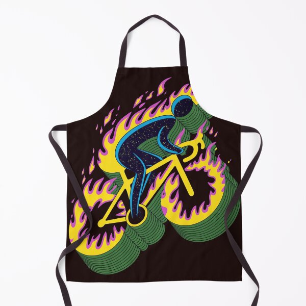 Item preview, Fiery Cycling Cartoon Poster – Dynamic Flame Art with 3D Extrusion Look designed and sold by TeeVibeHaus.