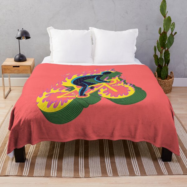 Item preview, Fiery Cycling Cartoon Poster – Dynamic Flame Art with 3D Extrusion Look designed and sold by TeeVibeHaus.