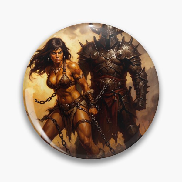 Artikelvorschau, Barbarin, gefangen genommen vom Dunklen Ritter – Illustration im Fantasy-Stil entworfen und verkauft von Vintage Designs +.