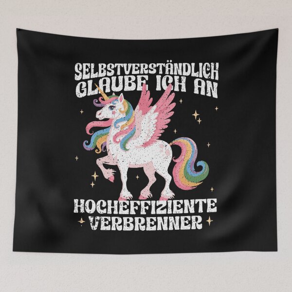 Item preview, Ironic unicorn design – a critique of highly efficient combustion engines and German politics designed and sold by VariousGoodies.
