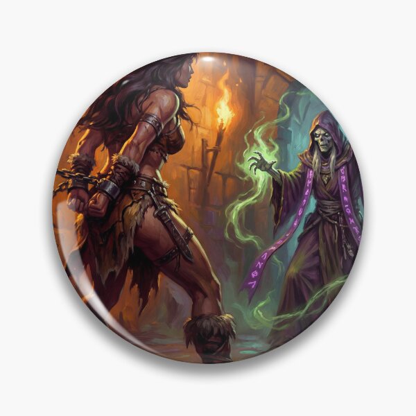 Artikelvorschau, Illustration im Fantasy-Stil: Barbarin, gefangen vom bösen Lich entworfen und verkauft von Vintage Designs +.