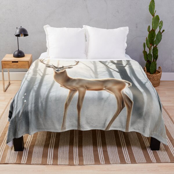 Item preview, Deer in a Misty Winter Forest designed and sold by HappySproutArt.