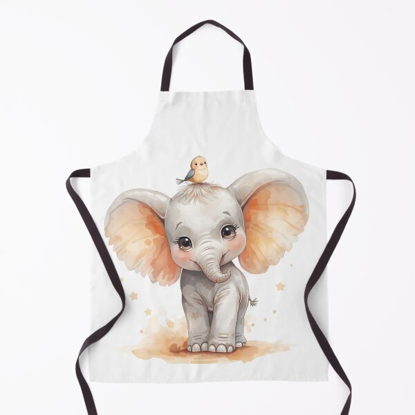 Item preview, Adorable Baby Elephant with Tiny Bird, Premium Nursery Art designed and sold by Moodune.
