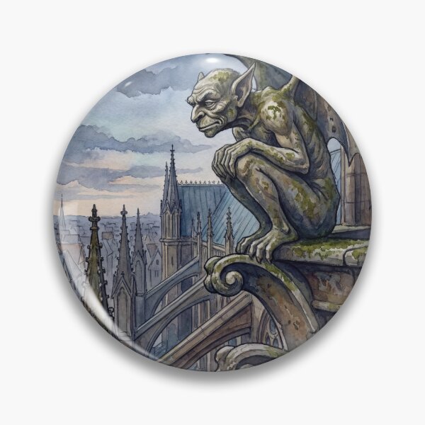 Item preview, Gargoyle creature of folklore watercolor artwork illustration designed and sold by Vintage Designs +.