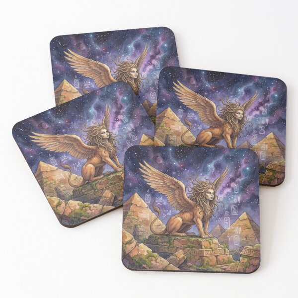 Item preview, Sphinx creature of folklore watercolor artwork illustration designed and sold by Vintage Designs +.