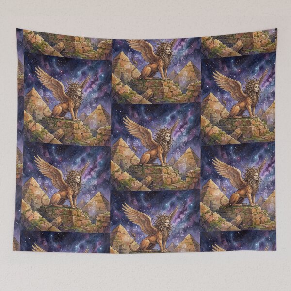 Item preview, Sphinx creature of folklore watercolor artwork illustration designed and sold by Vintage Designs +.