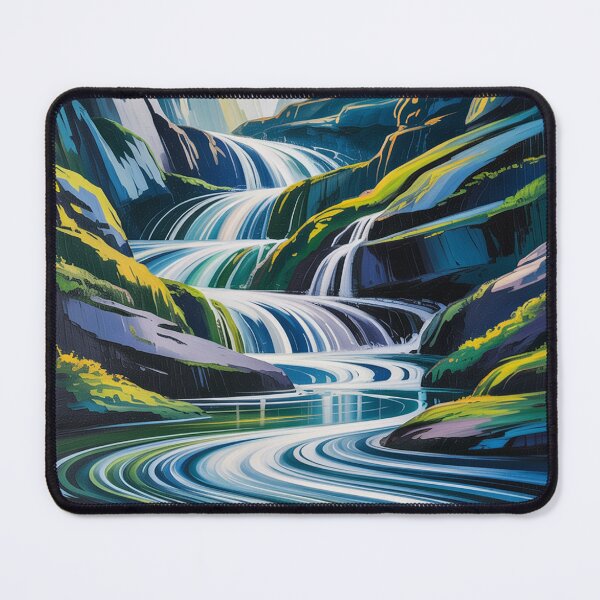 Item preview, А cascading mountain waterfall in hypnotic art style. designed and sold by Lilashakti ⭐️ ⭐️ ⭐️ ⭐️ ⭐️.