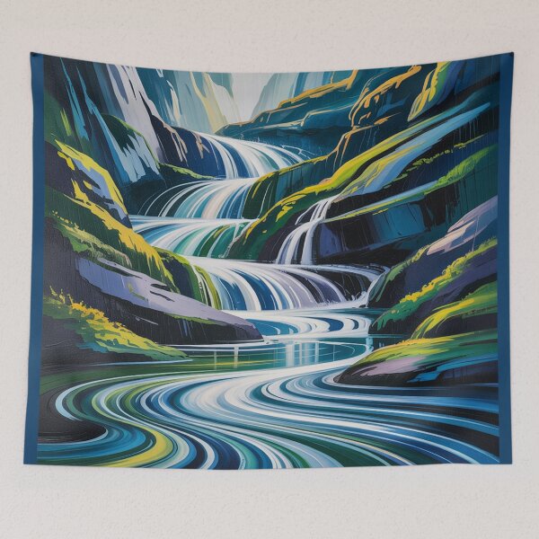 Item preview, А cascading mountain waterfall in hypnotic art style. designed and sold by Lilashakti ⭐️ ⭐️ ⭐️ ⭐️ ⭐️.
