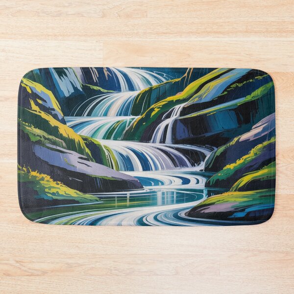 Item preview, А cascading mountain waterfall in hypnotic art style. designed and sold by Lilashakti ⭐️ ⭐️ ⭐️ ⭐️ ⭐️.