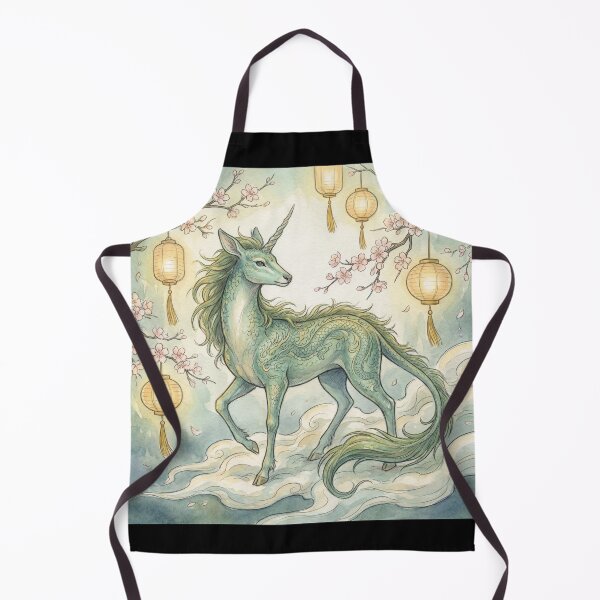 Item preview, Qilin creature of folklore watercolor artwork illustration designed and sold by Vintage Designs +.