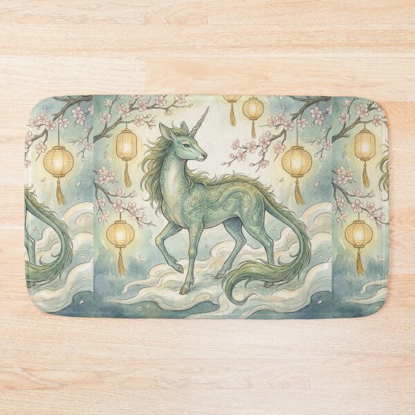 Item preview, Qilin creature of folklore watercolor artwork illustration designed and sold by Vintage Designs +.
