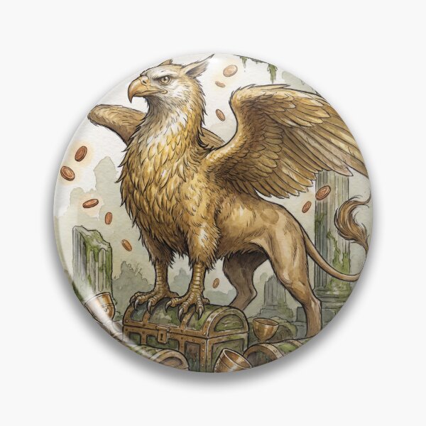 Item preview, Regal Griffin  creature of folklore watercolor artwork illustration designed and sold by Vintage Designs +.