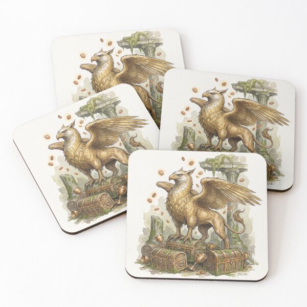 Item preview, Regal Griffin  creature of folklore watercolor artwork illustration designed and sold by Vintage Designs +.