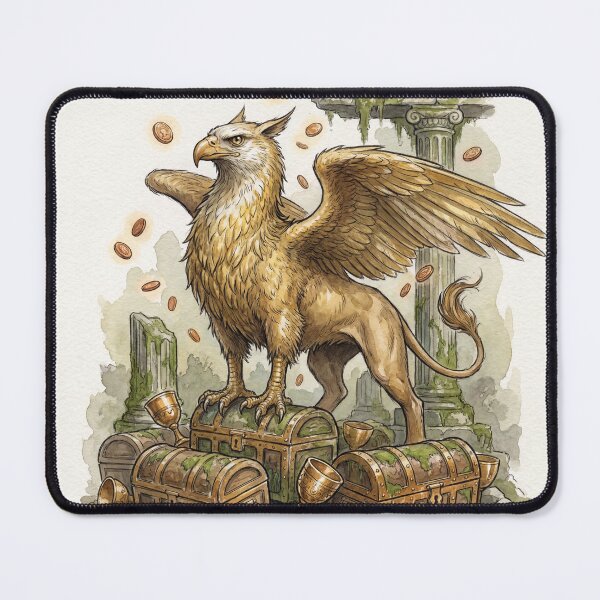 Item preview, Regal Griffin  creature of folklore watercolor artwork illustration designed and sold by Vintage Designs +.