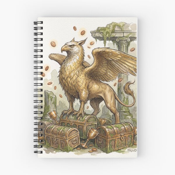 Item preview, Regal Griffin  creature of folklore watercolor artwork illustration designed and sold by Vintage Designs +.