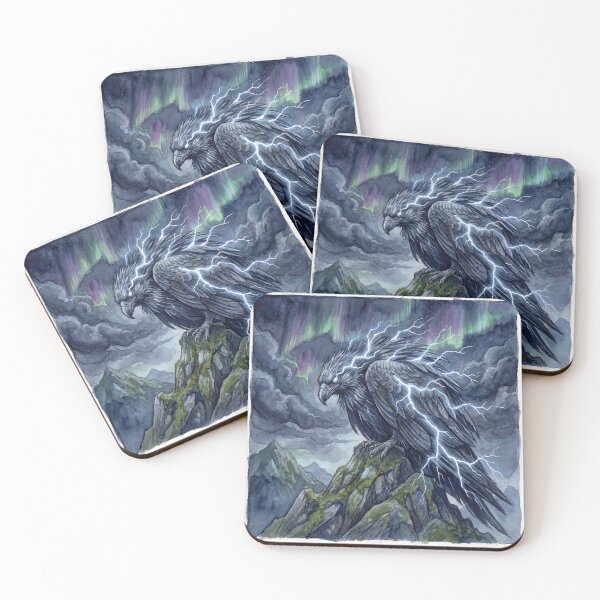 Item preview, Thunderbird creature of folklore watercolor artwork illustration designed and sold by Vintage Designs +.