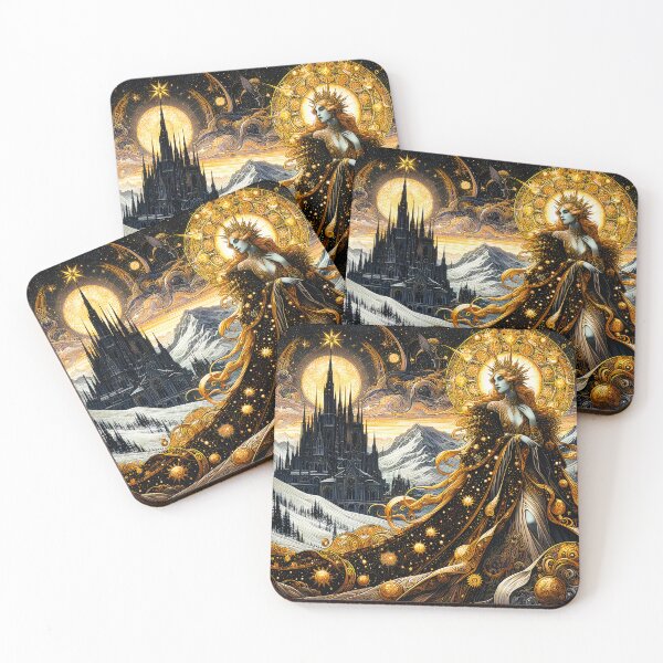 Item preview, Morgan LeFay and the Winter Castle | Celestial Arthurian Fantasy Art Print designed and sold by Stoneflower-Art.