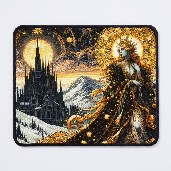 Item preview, Morgan LeFay and the Winter Castle | Celestial Arthurian Fantasy Art Print designed and sold by Stoneflower-Art.