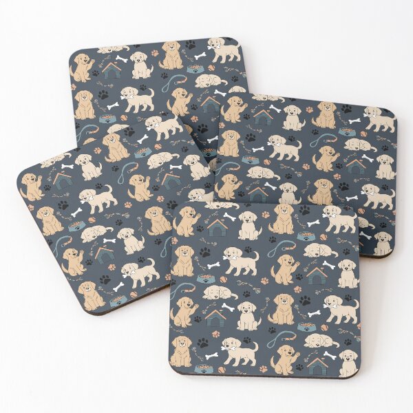 Item preview, Labrador and Golden Retriever Puppy Pattern on Dark Blue designed and sold by Studio Pico.