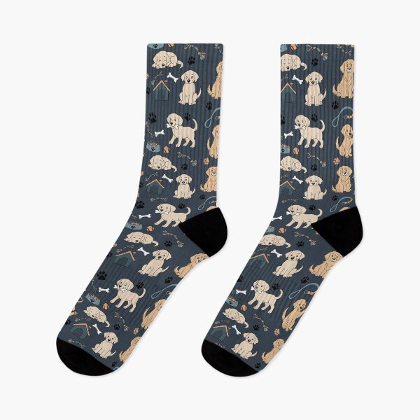 Item preview, Labrador and Golden Retriever Puppy Pattern on Dark Blue designed and sold by Studio Pico.