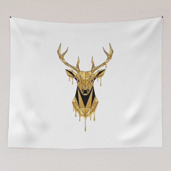 Item preview, Melting Gold Geometric Deer Head | Luxury Dripping Art designed and sold by Rosuma Designs.