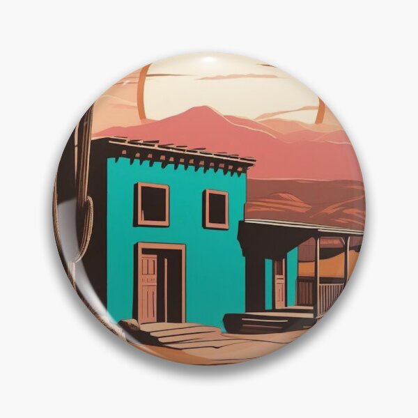 Item preview, New Mexico Adobe Village Poster | Retro Southwestern Art designed and sold by Esterlane.