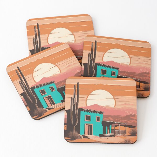 Item preview, New Mexico Adobe Village Poster | Retro Southwestern Art designed and sold by Esterlane.