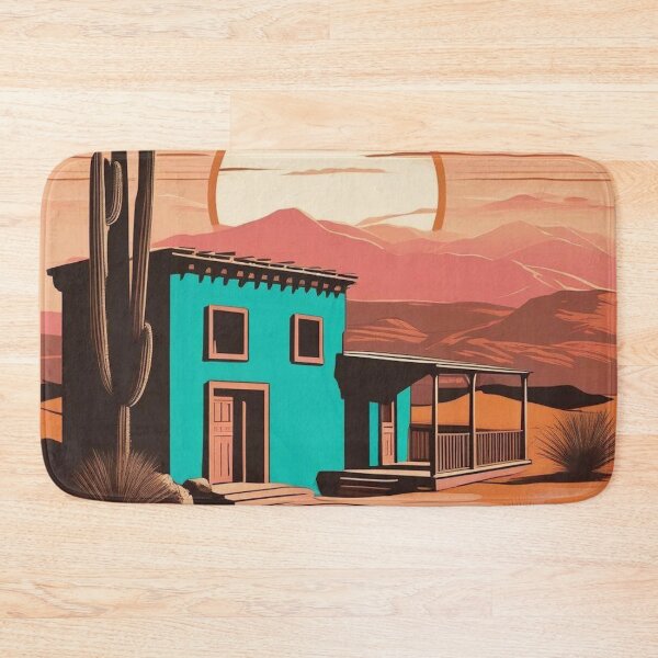 Item preview, New Mexico Adobe Village Poster | Retro Southwestern Art designed and sold by Esterlane.
