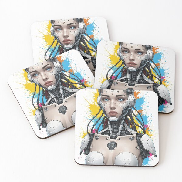 Item preview, Cyberpunk Female Android Art Print – Futuristic Graffiti Robot Girl Poster | Sci-Fi Street Art Wall Decor designed and sold by R-B-Colors.