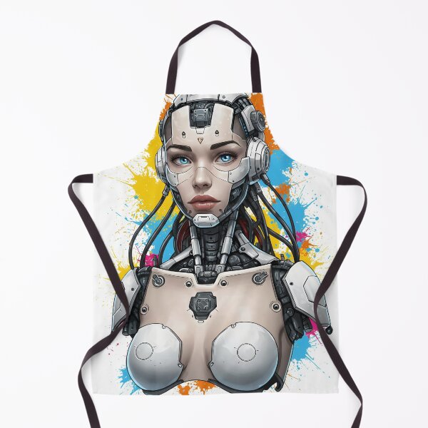 Item preview, Cyberpunk Female Android Art Print – Futuristic Graffiti Robot Girl Poster | Sci-Fi Street Art Wall Decor designed and sold by R-B-Colors.