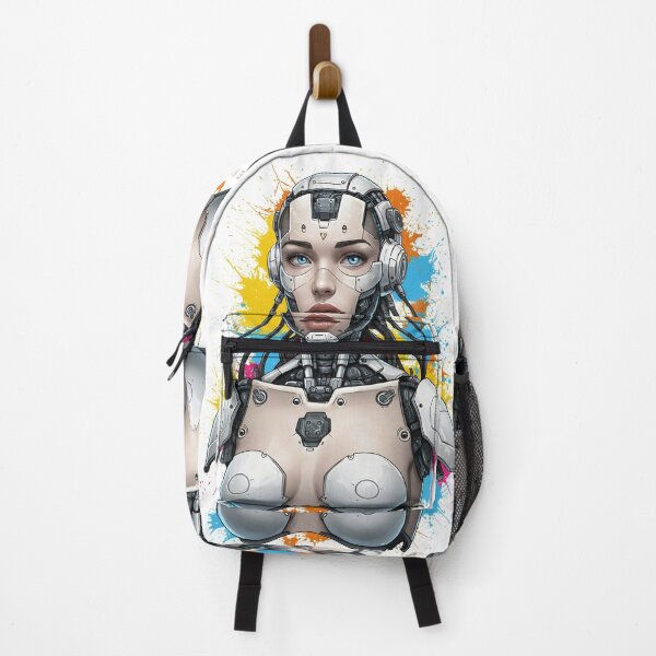 Item preview, Cyberpunk Female Android Art Print – Futuristic Graffiti Robot Girl Poster | Sci-Fi Street Art Wall Decor designed and sold by R-B-Colors.