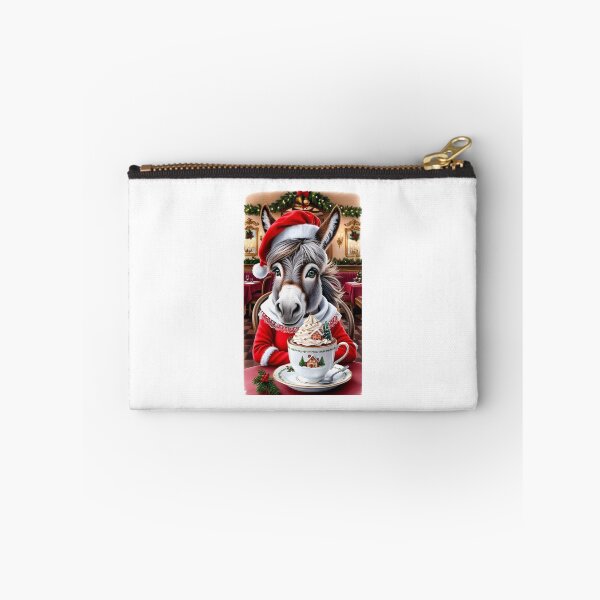 Item preview,  A donkey in Christmas clothes enjoying a varm cup of chocolate. designed and sold by Designfs.