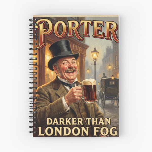 Item preview, PORTER DARKER THAN LONDON FOG Vintage 1950s Victorian Pub Gentleman Poster designed and sold by Cozy-Old-Pub.