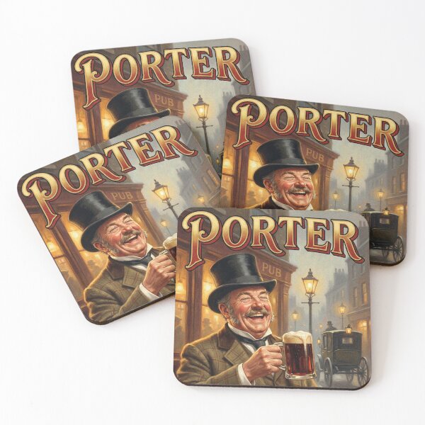 Item preview, PORTER DARKER THAN LONDON FOG Vintage 1950s Victorian Pub Gentleman Poster designed and sold by Cozy-Old-Pub.