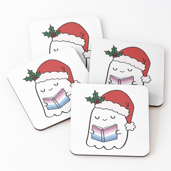 Item preview, Bigender Pride Ghost Reading – Cute Santa Hat Holiday Design designed and sold by Cannaxes Studio.