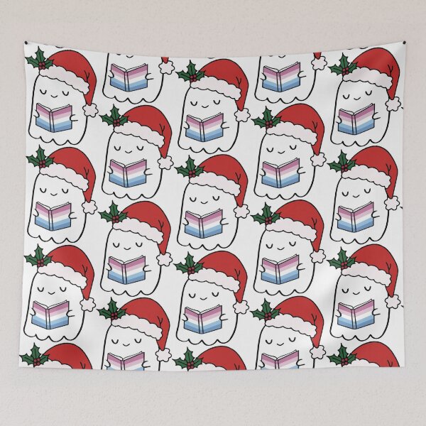 Item preview, Bigender Pride Ghost Reading – Cute Santa Hat Holiday Design designed and sold by Cannaxes Studio.
