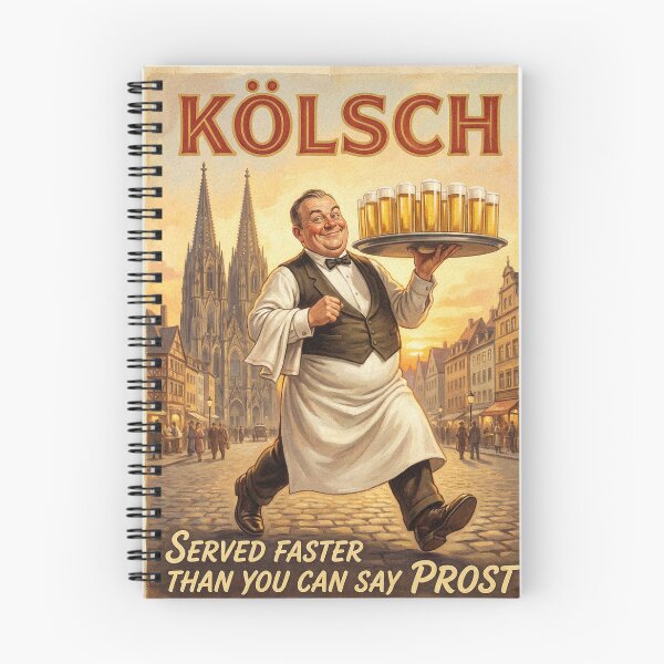 Item preview, KÖLSCH SERVED FASTER THAN YOU CAN SAY PROST Vintage 1950s Cologne Beer Hall Poster designed and sold by Cozy-Old-Pub.