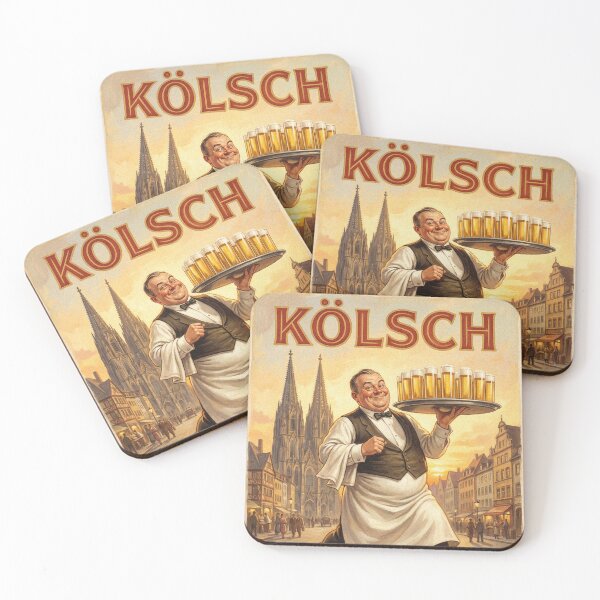 Item preview, KÖLSCH SERVED FASTER THAN YOU CAN SAY PROST Vintage 1950s Cologne Beer Hall Poster designed and sold by Cozy-Old-Pub.