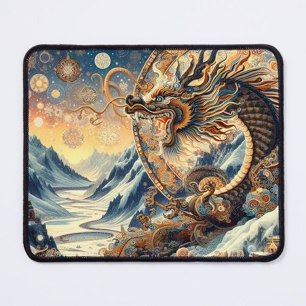 Item preview, The Snow Dragon in Tibet | Mythic Eastern Fantasy Artwork designed and sold by Stoneflower-Art.