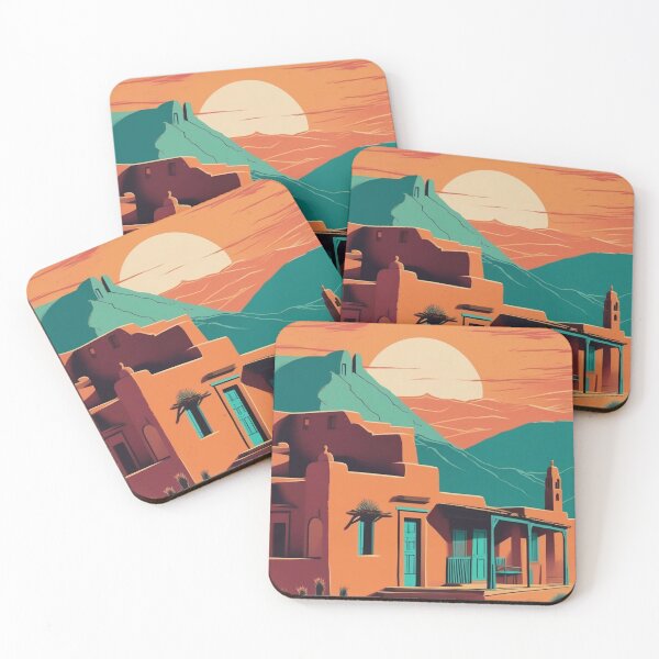Item preview, Santa Fe Adobe Homes | Retro Travel Poster Design designed and sold by Esterlane.