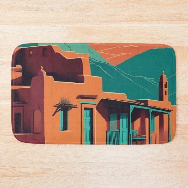 Item preview, Santa Fe Adobe Homes | Retro Travel Poster Design designed and sold by Esterlane.