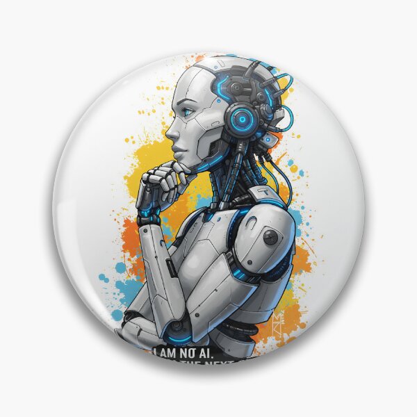 Item preview, Cyberpunk Android Poster – “I Am Not AI, I Am the Next Step” Futuristic Robot Art | Sci-Fi Graffiti Wall Decor designed and sold by R-B-Colors.