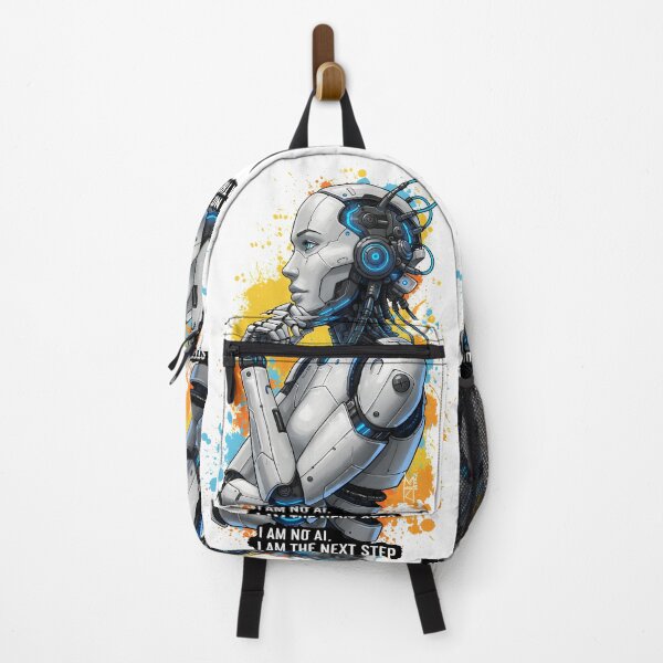 Item preview, Cyberpunk Android Poster – “I Am Not AI, I Am the Next Step” Futuristic Robot Art | Sci-Fi Graffiti Wall Decor designed and sold by R-B-Colors.