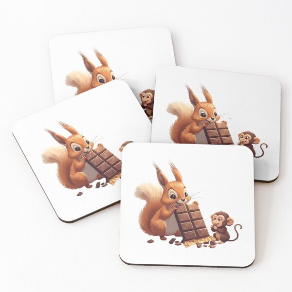 Item preview, A squirrel and a monkey eating chocolate designed and sold by Designfs.